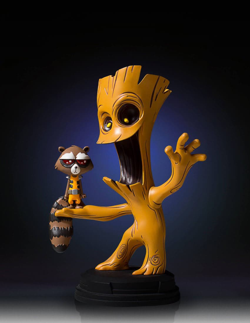 Illustration for article titled This Statue of Guardians of the Galaxy's Groot and Rocket Is Completely Precious